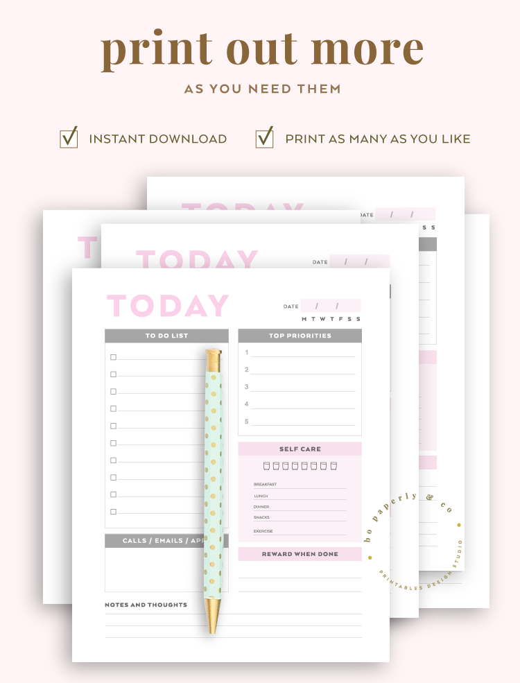 Daily Planner | Print On Demand | by Bo Paperly + Co. Studio